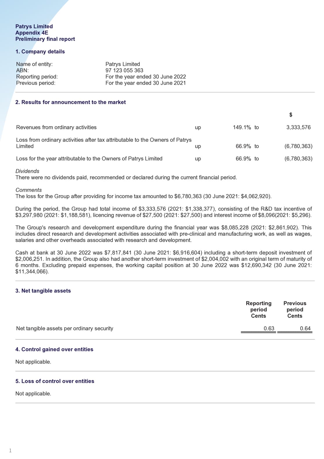 Appendix 4E and 2022 Annual Report